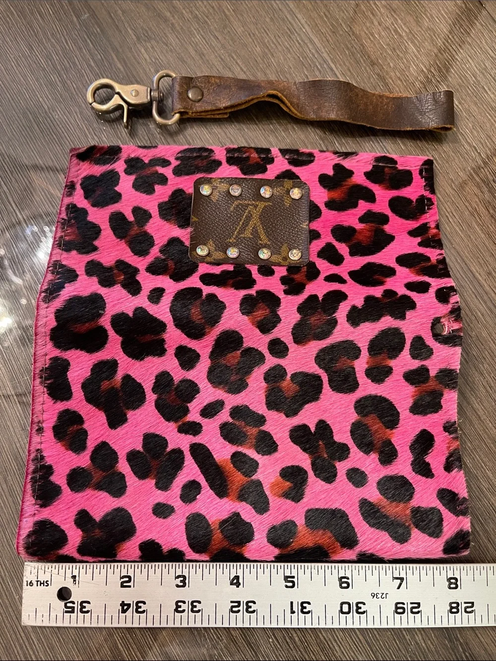 Keep It Gypsy Upcycled  Pink Leopard Ponyhair - Cowhide Trifold Wallet